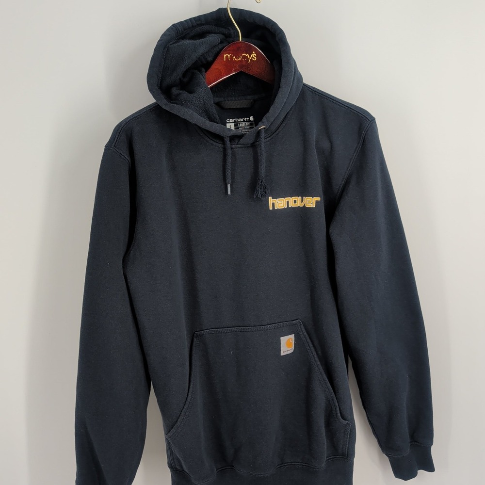 Carhartt Hanover Loose Fit Kangaroo‎ Pocket Pullover Hoodie Navy Blue Size S